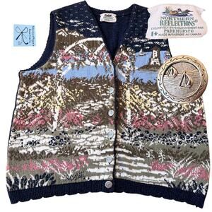 Northern Reflections Nautical Scenescape Sweater Vest Sz XL